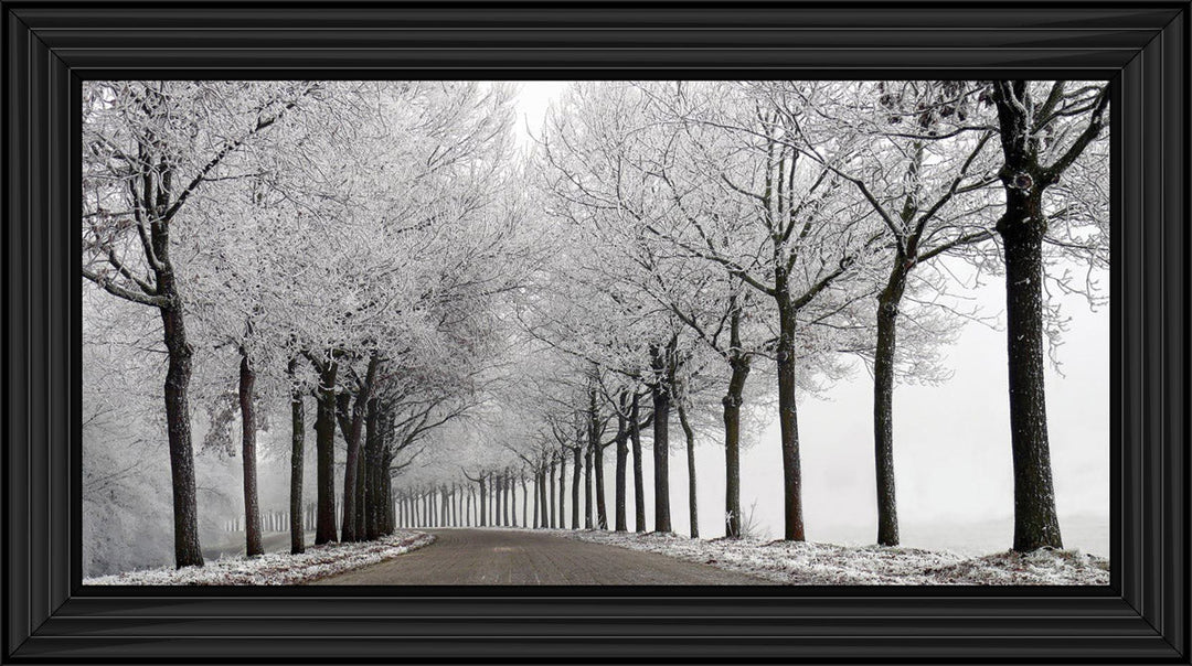 LS001 Trees On a Wintery Road Monochrome