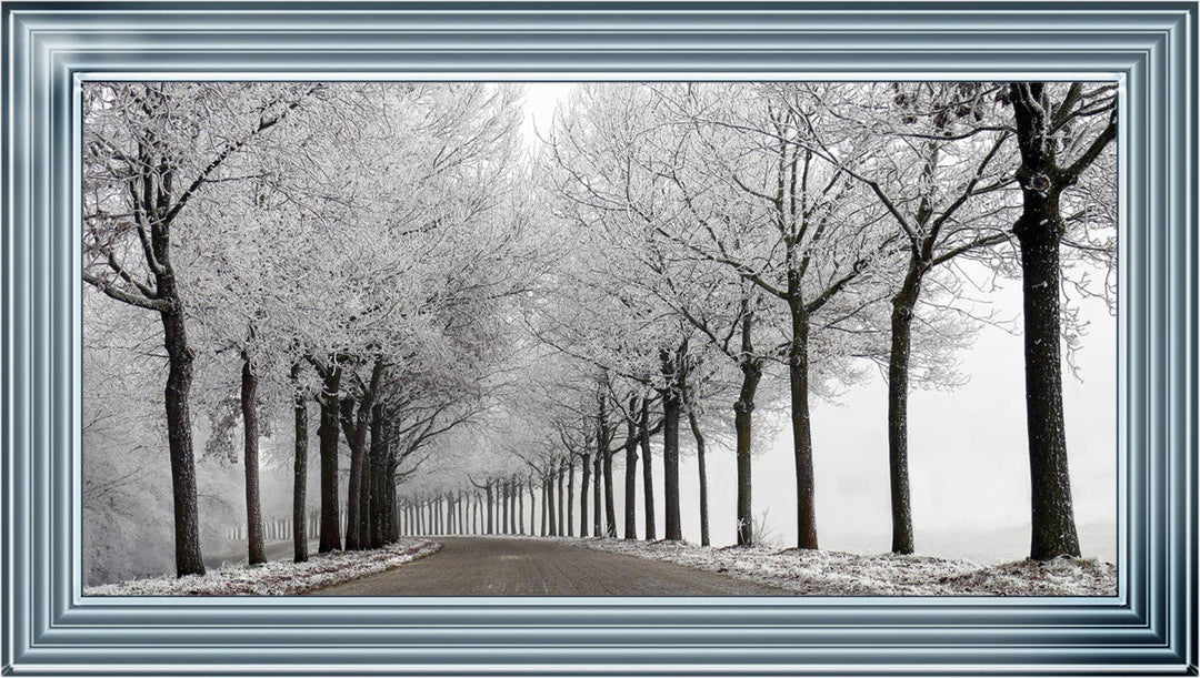 LS001 Trees On a Wintery Road Monochrome
