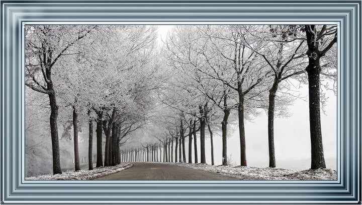 LS001 Trees On a Wintery Road Monochrome