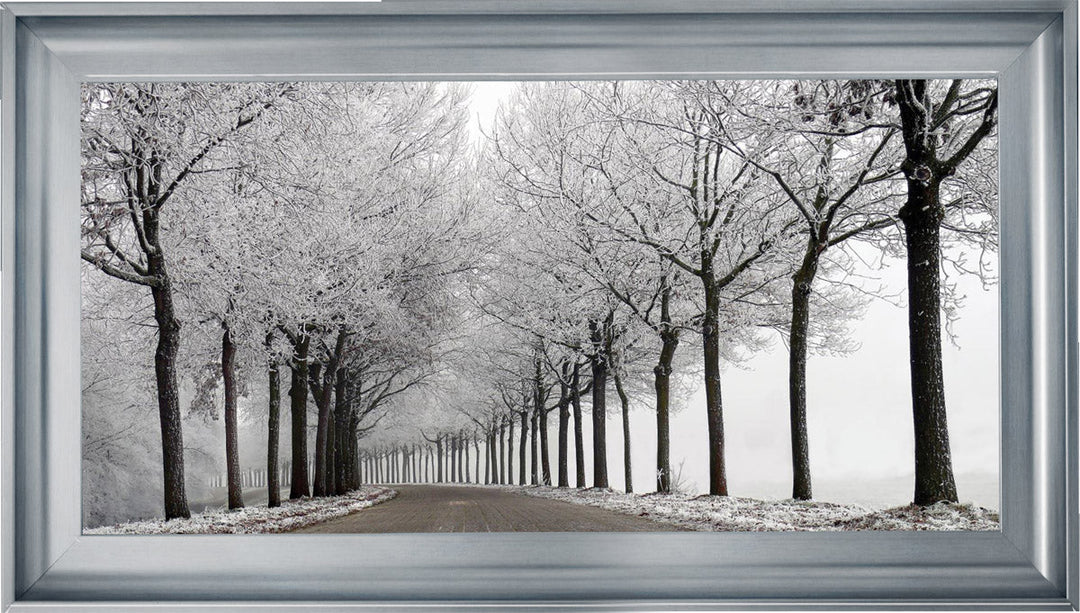 LS001 Trees On a Wintery Road Monochrome