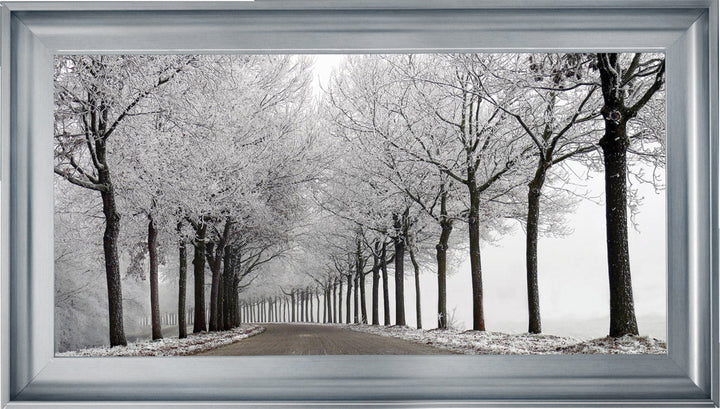 LS001 Trees On a Wintery Road Monochrome
