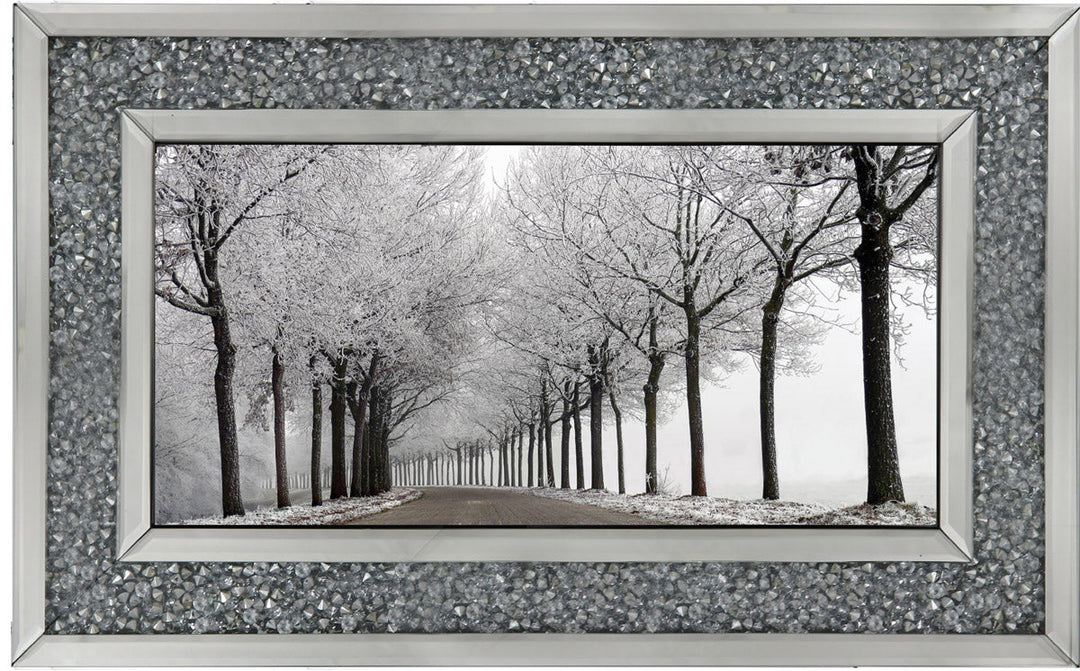 LS001 Trees On a Wintery Road Monochrome
