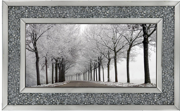 LS001 Trees On a Wintery Road Monochrome