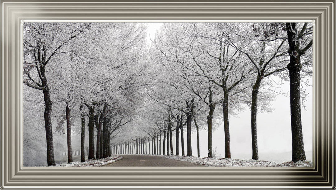 LS001 Trees On a Wintery Road Monochrome