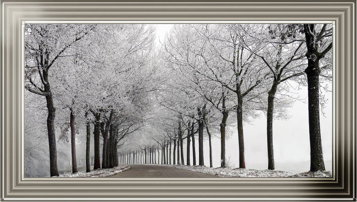 LS001 Trees On a Wintery Road Monochrome