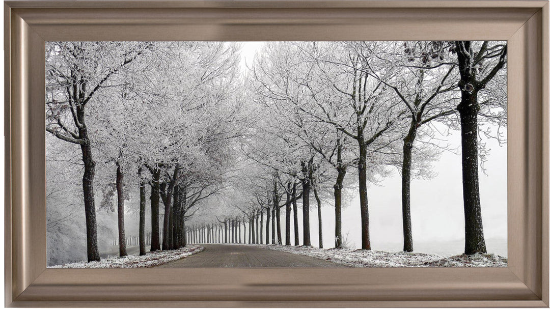 LS001 Trees On a Wintery Road Monochrome