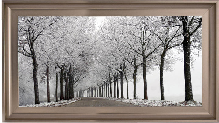LS001 Trees On a Wintery Road Monochrome