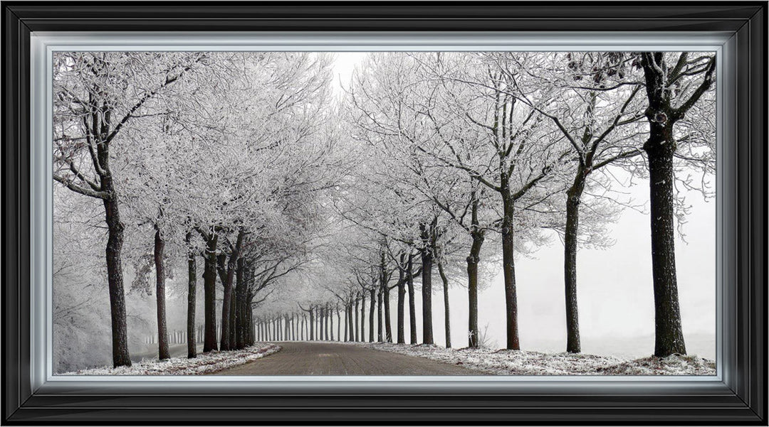 LS001 Trees On a Wintery Road Monochrome