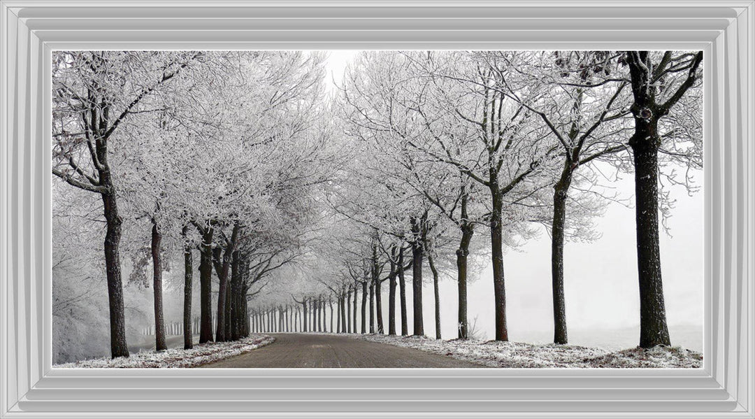LS001 Trees On a Wintery Road Monochrome