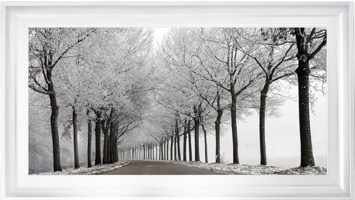 LS001 Trees On a Wintery Road Monochrome