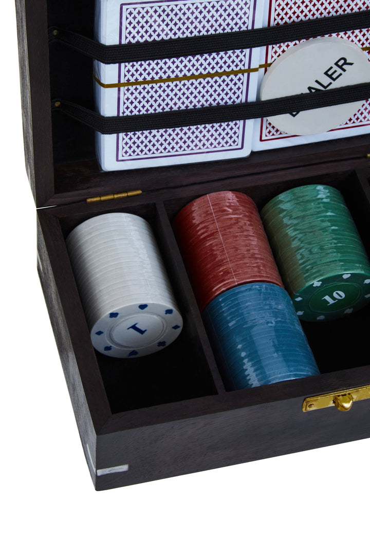 Churchill Black Sheesham Wood Poker Box Set