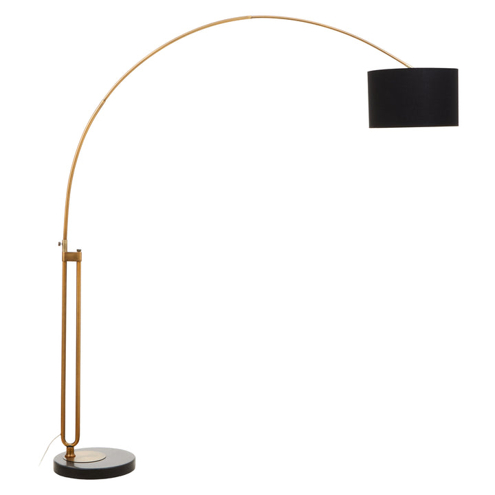 Hubert Antique Brass Floor Lamp with Black Marble Base