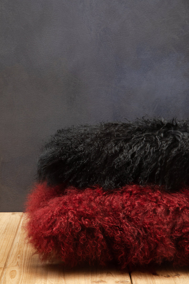 Bosie Maroon Mongolian Lamb Fur Cushion – Small
