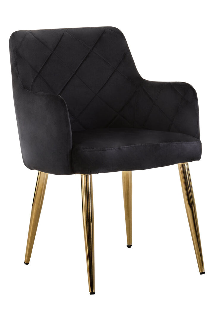 Linea Black Velvet Angular Dining Chair