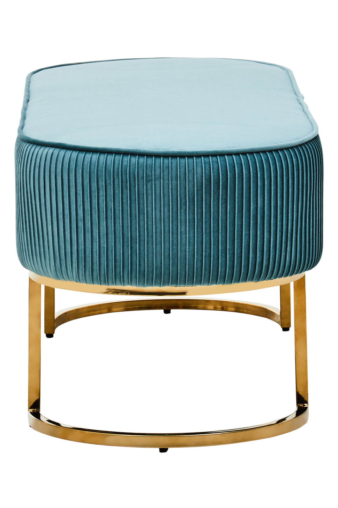 Zamora Green Velvet Ottoman Bench with Gold Legs