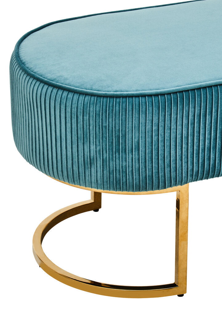 Ivory Ottoman Bench – Green Velvet with Gold Legs