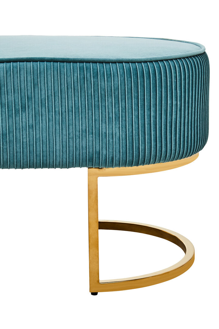 Ivory Ottoman Bench – Green Velvet with Gold Legs