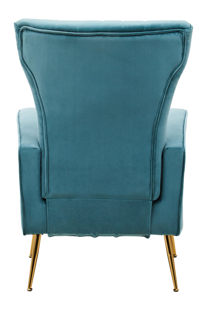 Zamora Green Velvet Accent Chair with Gold Legs