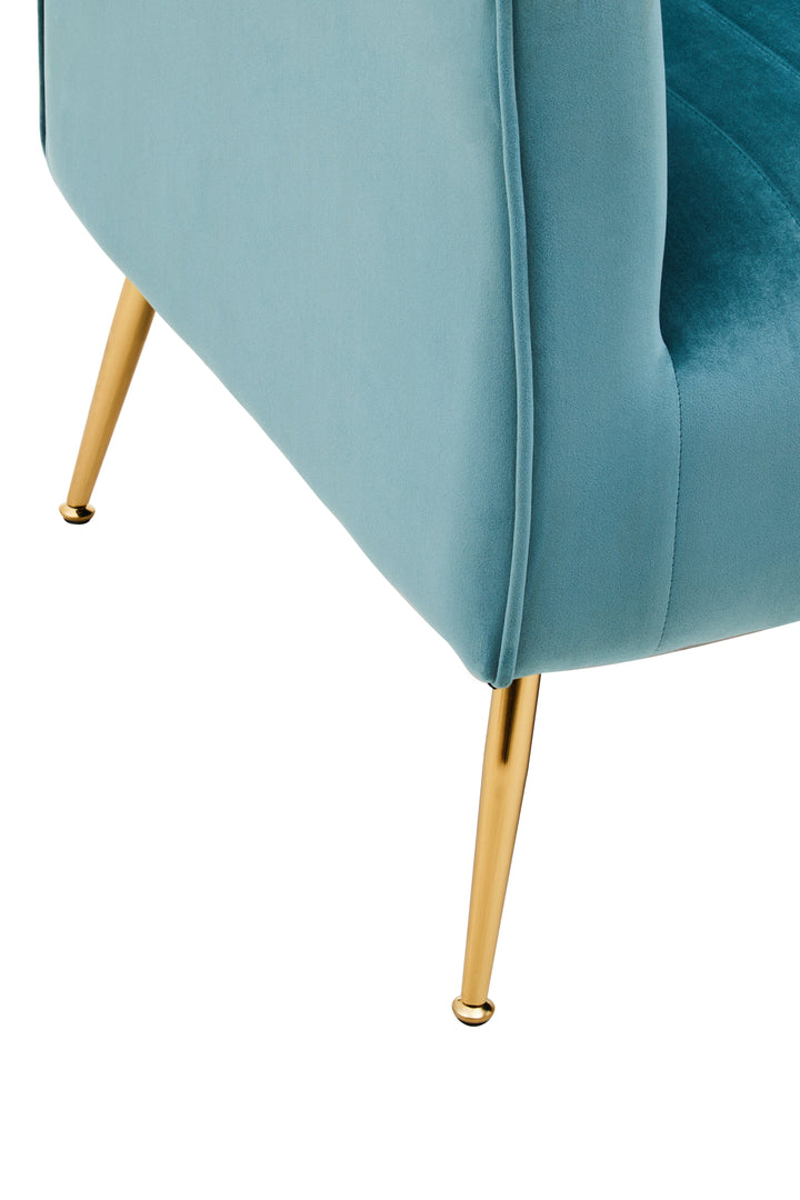 Zamora Green Velvet Accent Chair with Gold Legs
