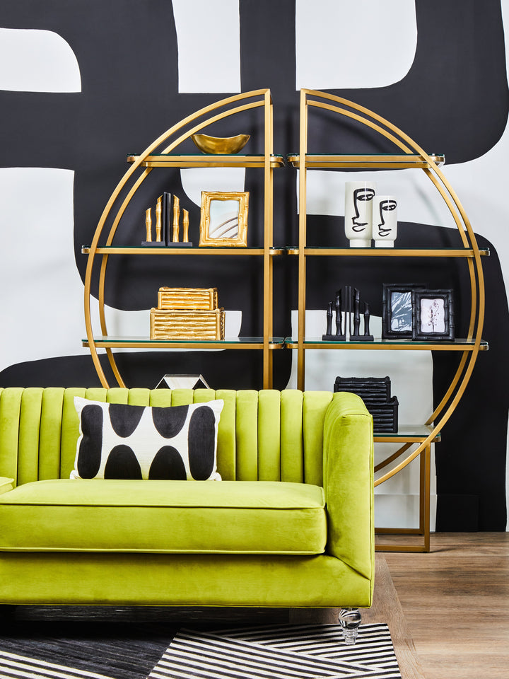 Vogue Left Half Moon Shelf Unit in Metal Frame