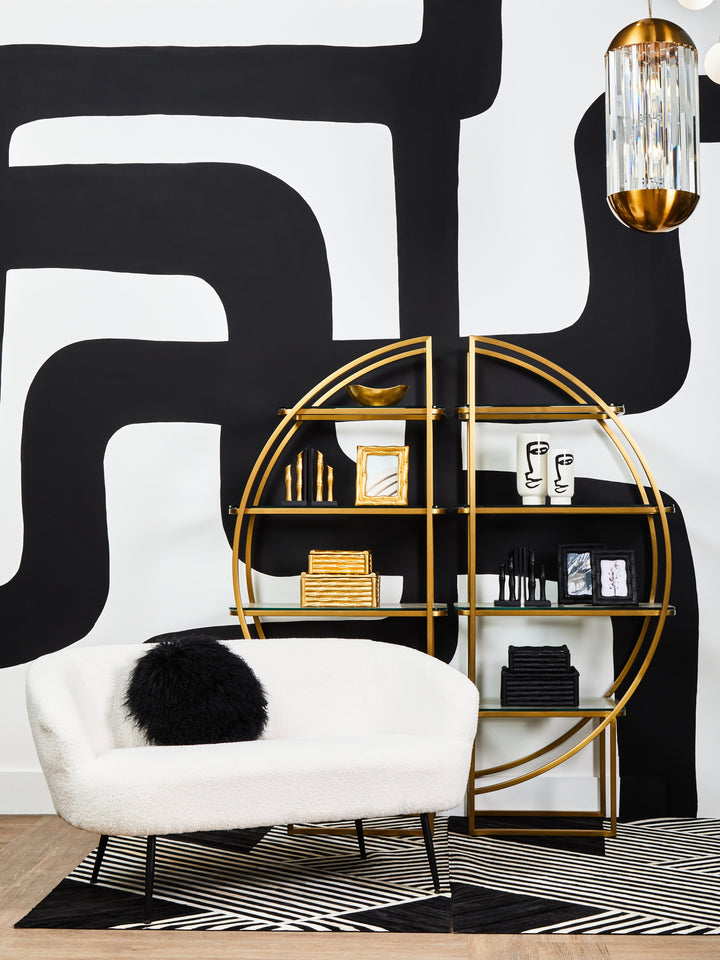 Vogue Left Half Moon Shelf Unit in Metal Frame