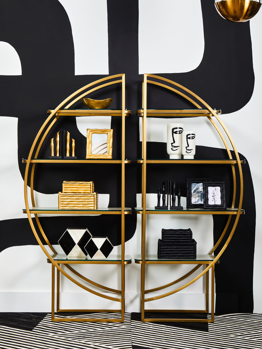 Vogue Left Half Moon Shelf Unit in Metal Frame