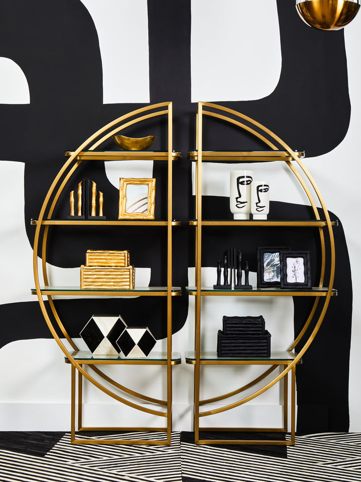 Vogue Left Half Moon Shelf Unit in Metal Frame