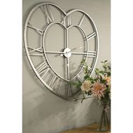 Silver Heart Skeleton Style Wall Clock