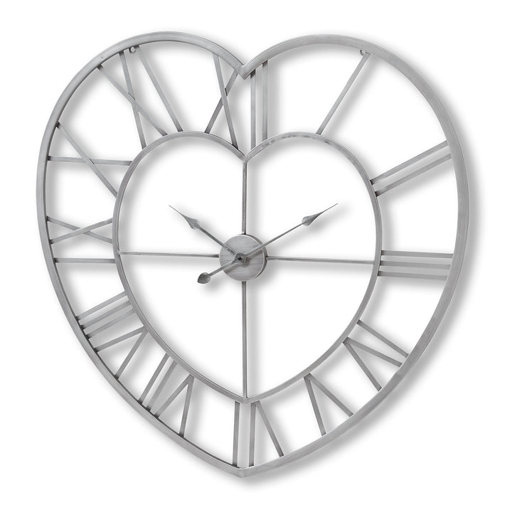 Silver Heart Skeleton Style Wall Clock