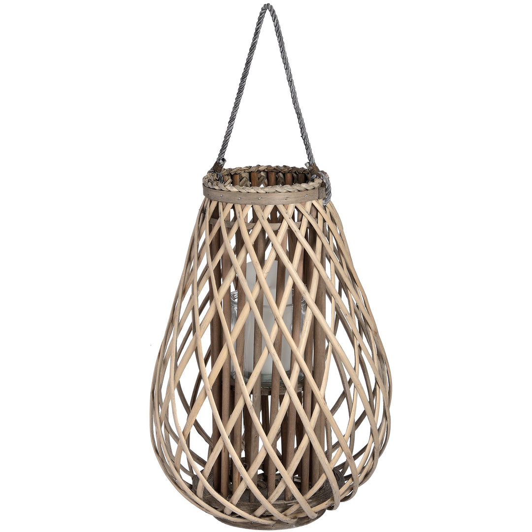 Large Wicker Bulbous Lantern for Home & Garden