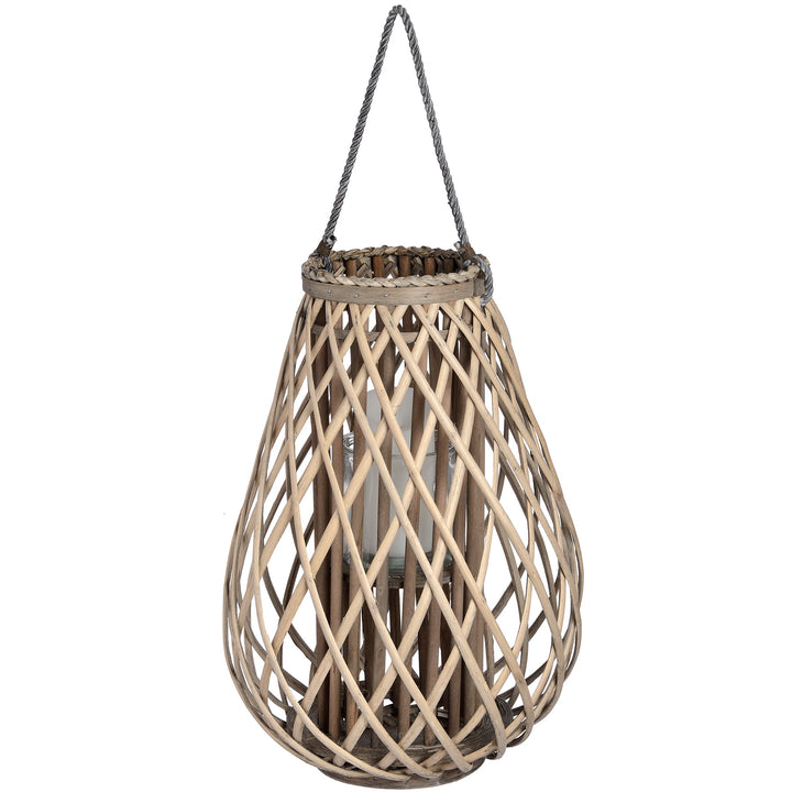 Large Wicker Bulbous Lantern for Home & Garden