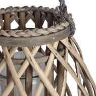 Small Wicker Bulbous Lantern for Home & Garden