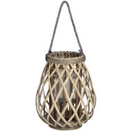Small Wicker Bulbous Lantern for Home & Garden