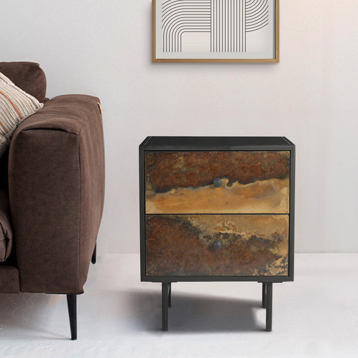 Galaxy Two-Drawer Iron Side Table