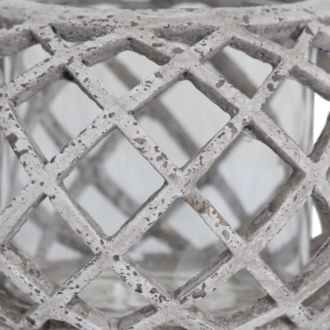 Cozy & Decorative: Round Ceramic Lattice Hurricane Lantern