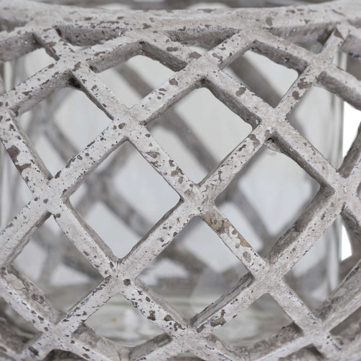 Cozy & Decorative: Round Ceramic Lattice Hurricane Lantern