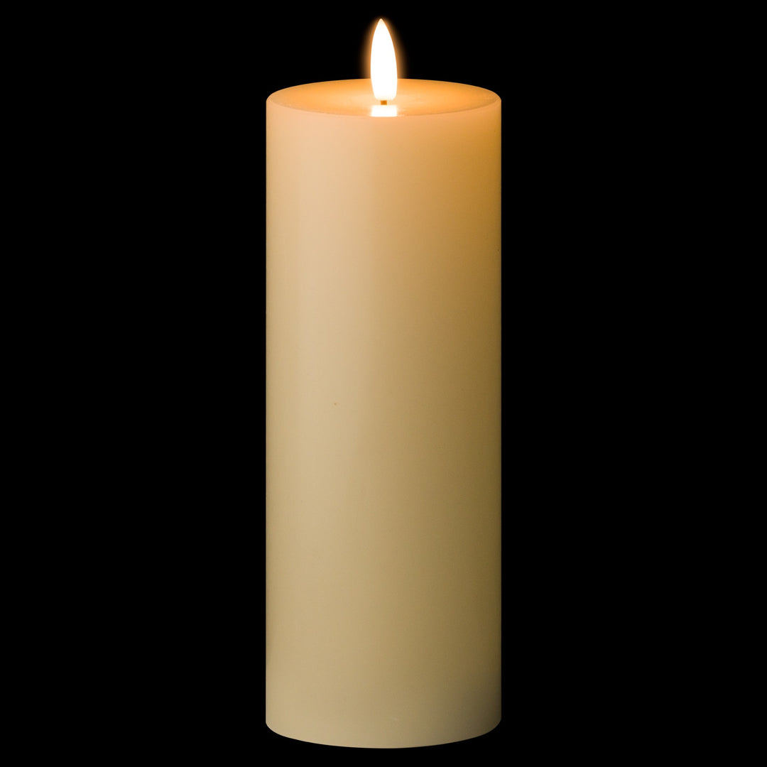 A Flameless Classic: Natural Glow 3x8 Cream Wax LED Candle