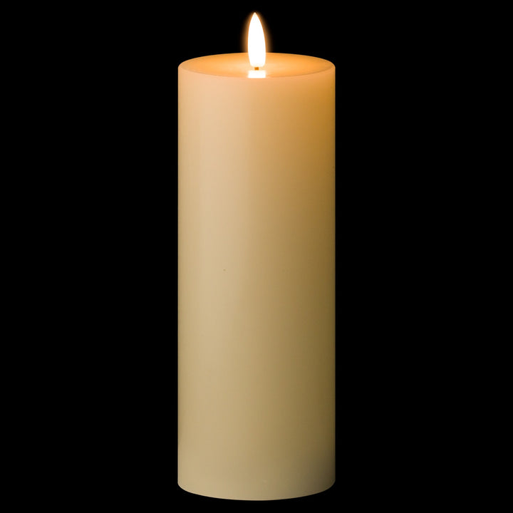A Flameless Classic: Natural Glow 3x8 Cream Wax LED Candle