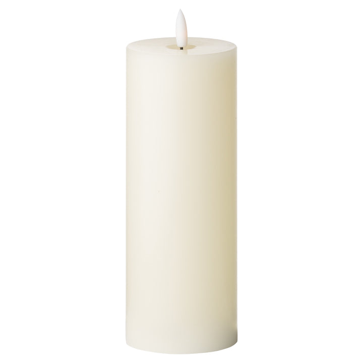 A Flameless Classic: Natural Glow 3x8 Cream Wax LED Candle