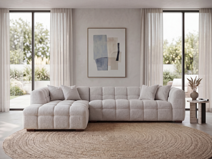 Aluxo Tribeca Right Hand Corner Sofa in Oatmeal Boucle Fabric