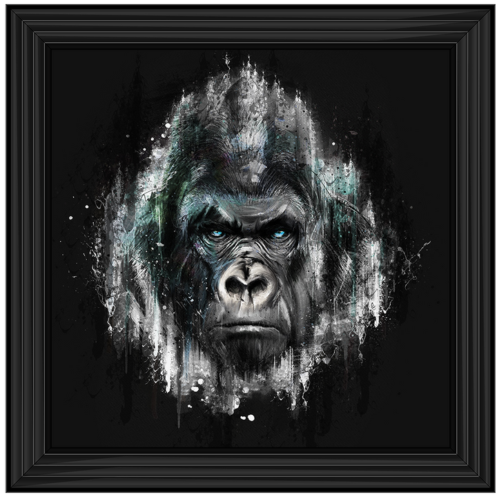 AN417 Black & Blue Gorilla Watercolour