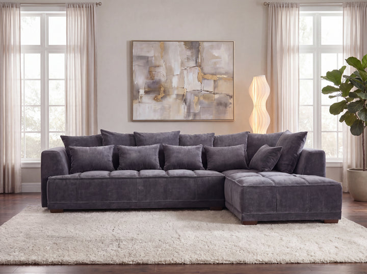 Aluxo Gramercy Group Sofa in Steel Velvet