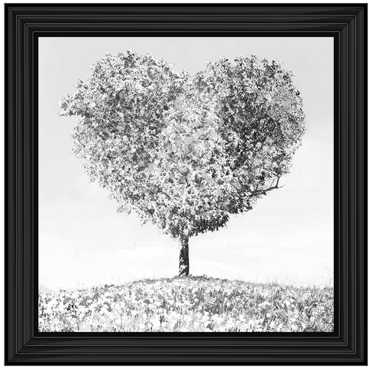 LS297 Black & White Lone Heart Tree