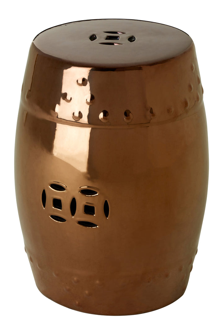 Torcello Copper Finish Accent Table with Matching Stool