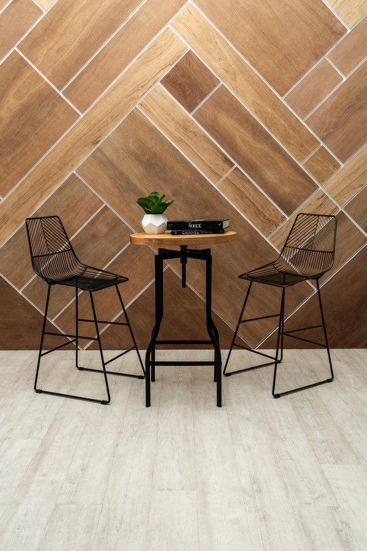 New Foundry Industrial Bar Table with Ash Wood Veneer