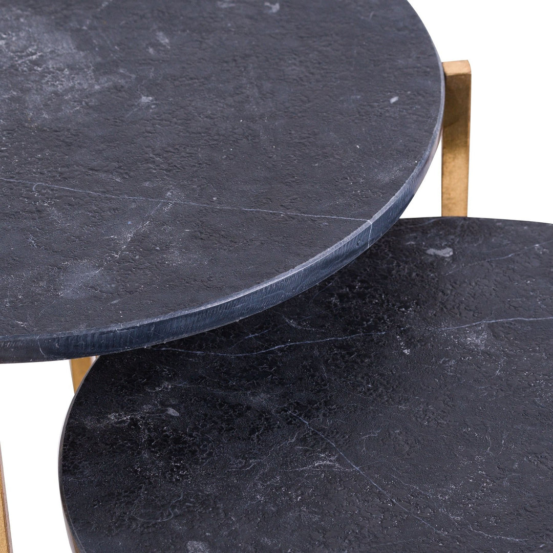 Set of 2 Gold & Black Marble Tables – Luxe Modern Elegance for Stylish Living