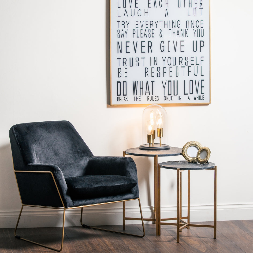 Set of 2 Gold & Black Marble Tables – Luxe Modern Elegance for Stylish Living