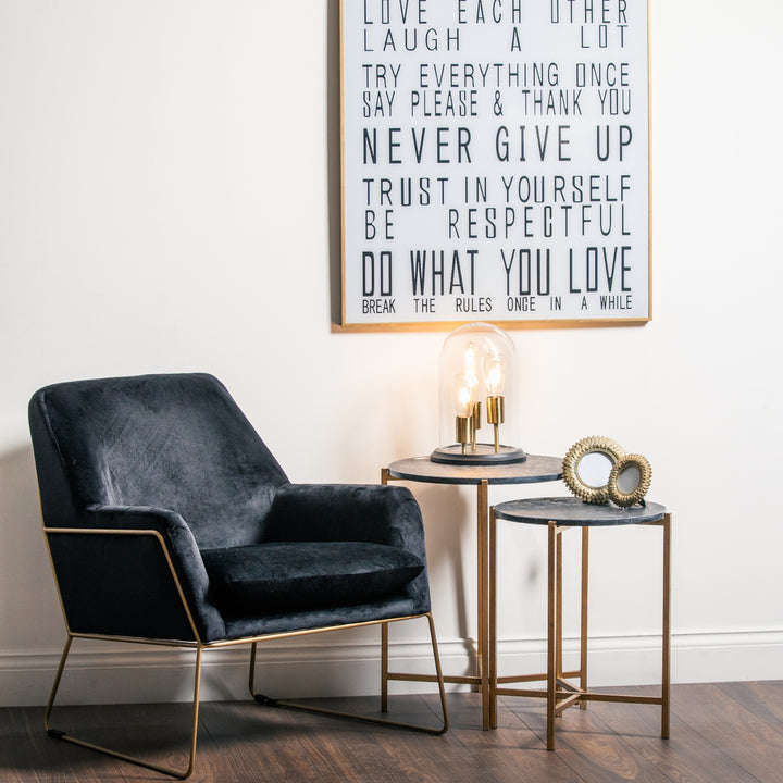 Set of 2 Gold & Black Marble Tables – Luxe Modern Elegance for Stylish Living