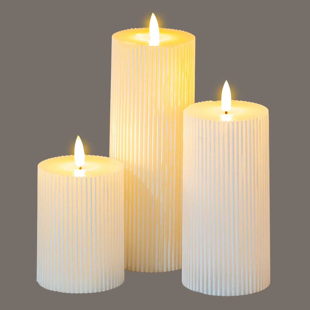 Statement Glow: Textured Ribbed LED Candle