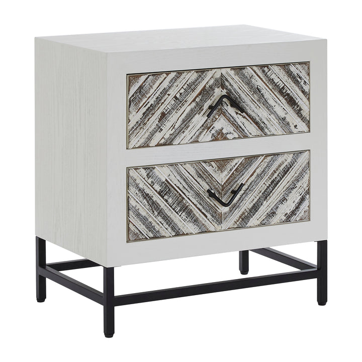 Lombok Bedside Table in White Finish with 2 Drawers